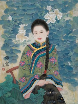  lotus Oil Painting - green lotus traditional China
